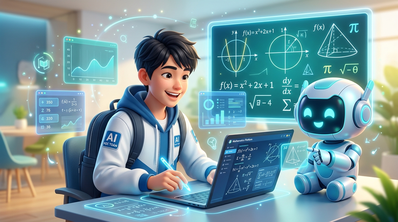 Học sinh học toán cùng robot AI